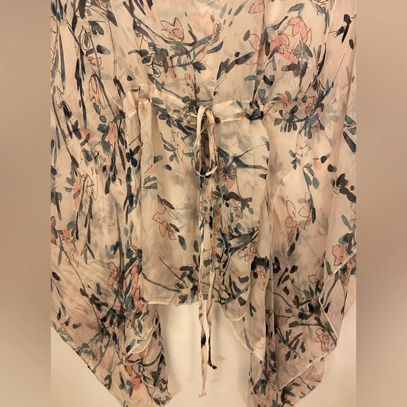 Johnny Was 4Love and Liberty Cecilia Silk Drawstring Tunic Floral Size XS - Picture 3 of 9